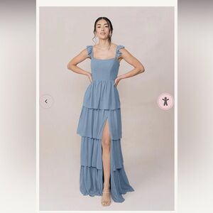 Revelry Backless Blue Tiered Dress